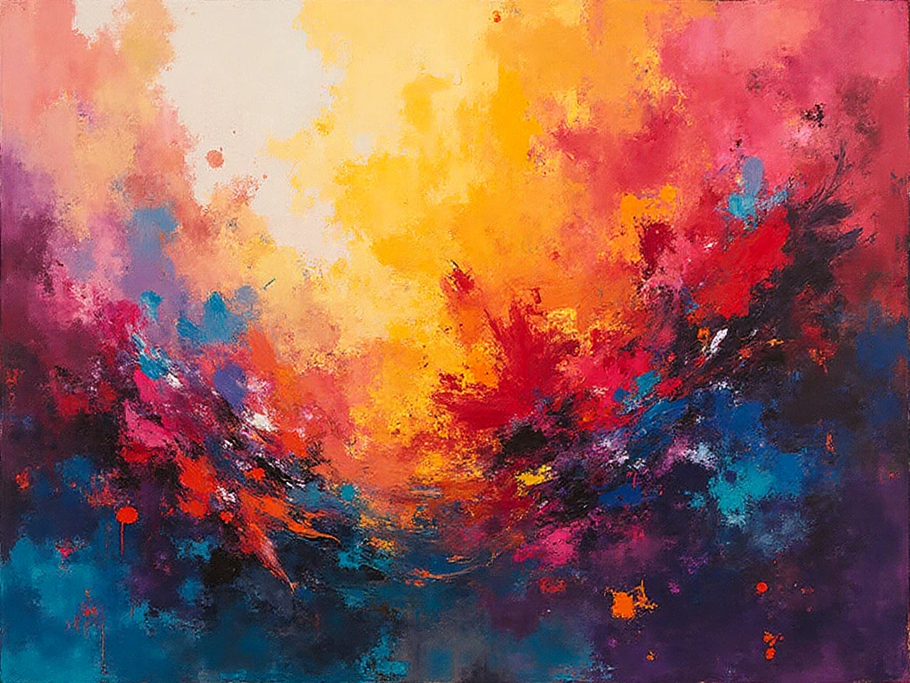 Abstrakt målning i färgglada toner