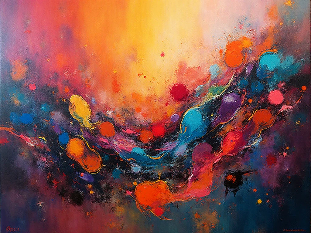 Abstrakt målning med livliga färger