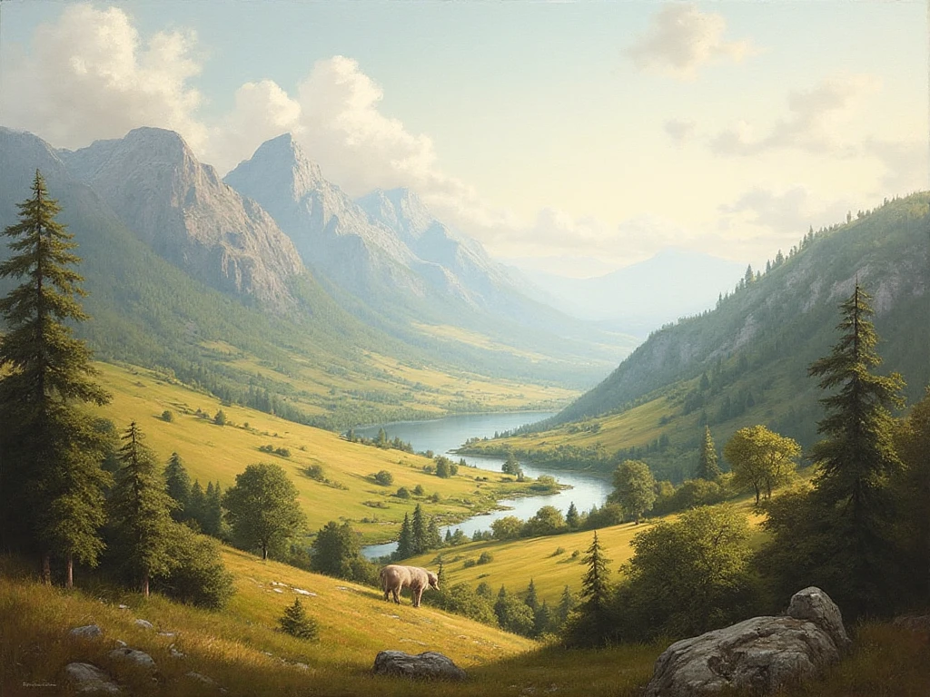 Klassisk oljemålning av landskap